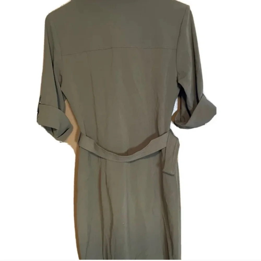 Dress Barn Olive Green Mid-length Safari Military Zip Dress Plus Size 20 - Picture 4 of 5